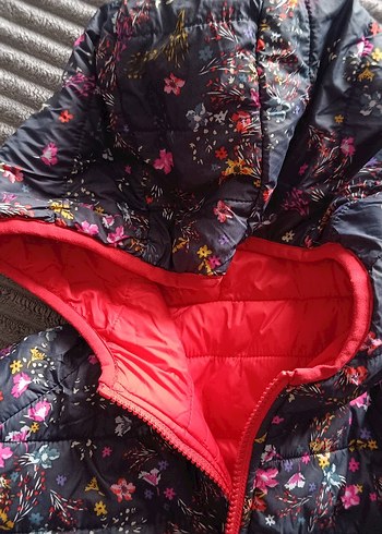 Kadın Kırmızı Fermuarlı Kapüşonlu mevsimlik Montu orjinal mavi - Görsel 3