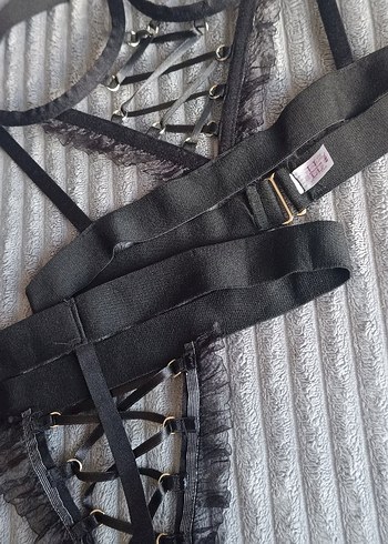 l Beden Siyah Gotik Mini Sütyen ve Külot Takımı