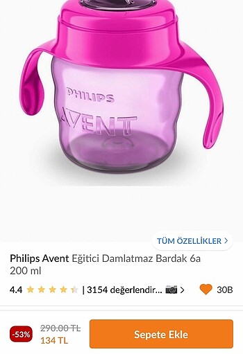  Beden mor Renk Philips avent mor eğitici bardak