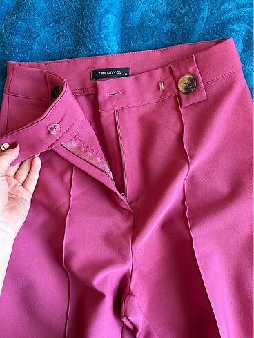 xs Beden STRAIGHT PEMBE KUMAŞ PANTOLON