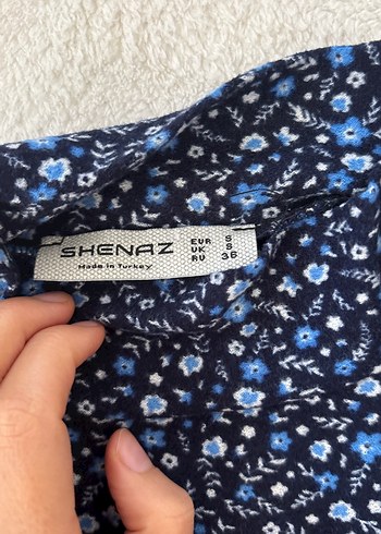 Lacivert çiçekli Balıkçı Yaka crop Bluz - Görsel 3