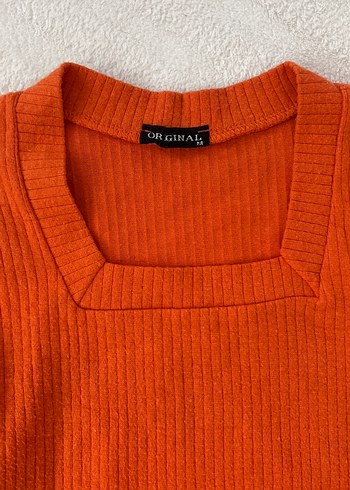 Kadın Turuncu Triko Uzun Kollu Kazak - Görsel 3