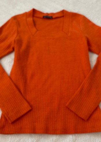 Kadın Turuncu Triko Uzun Kollu Kazak - Görsel 5