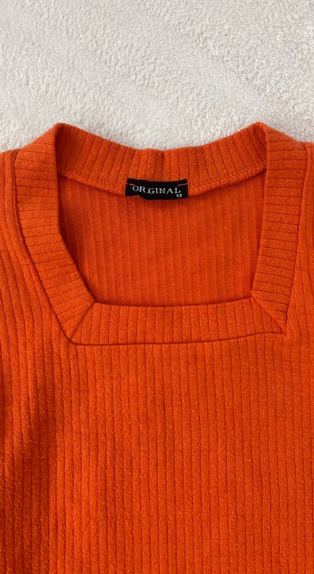 Kadın Turuncu Triko Uzun Kollu Kazak - Görsel 3