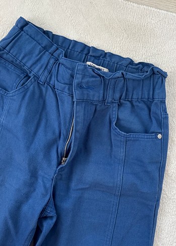 Mavi yüksek bel Kadın Denim Pantolon - Görsel 2