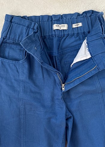 Mavi yüksek bel Kadın Denim Pantolon - Görsel 3