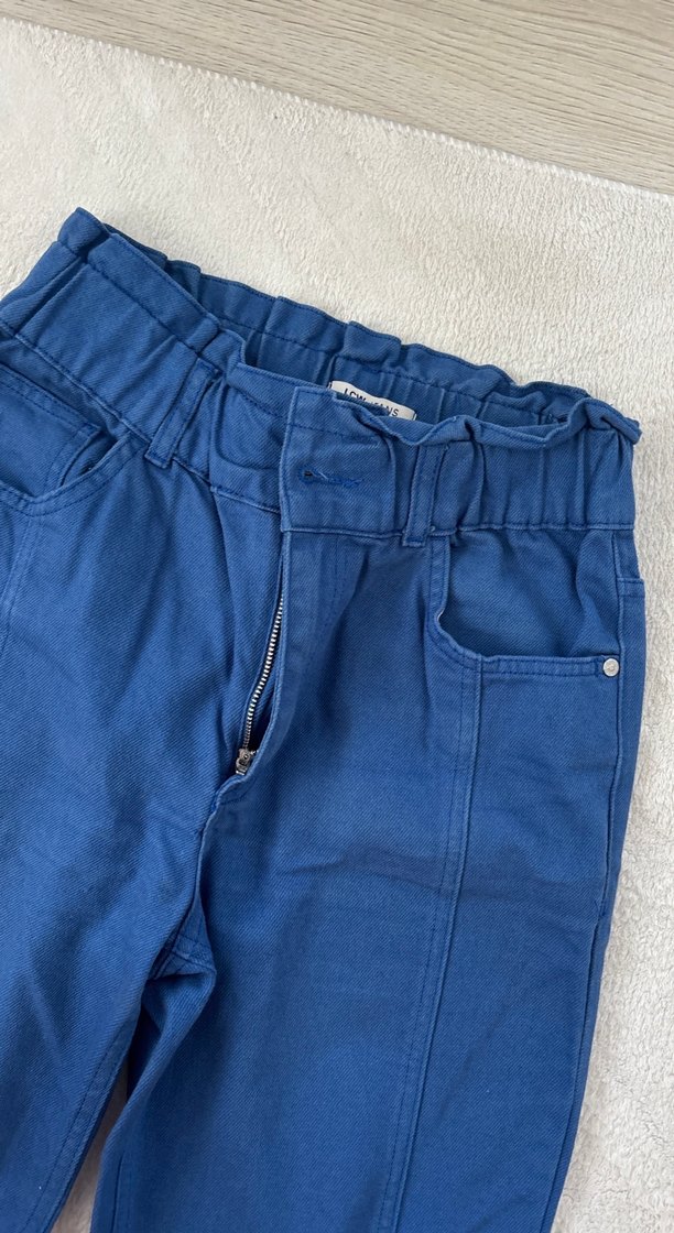 Mavi yüksek bel Kadın Denim Pantolon - Görsel 2