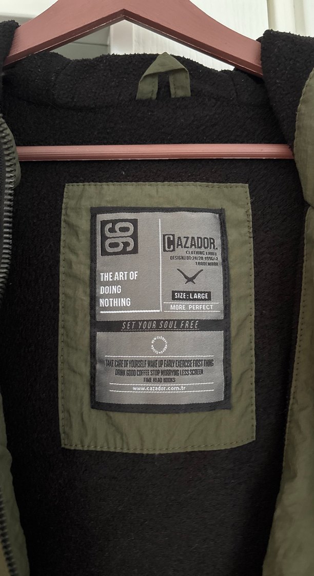 Erkek Haki Kapüşonlu Fermuarlı mont - Görsel 3