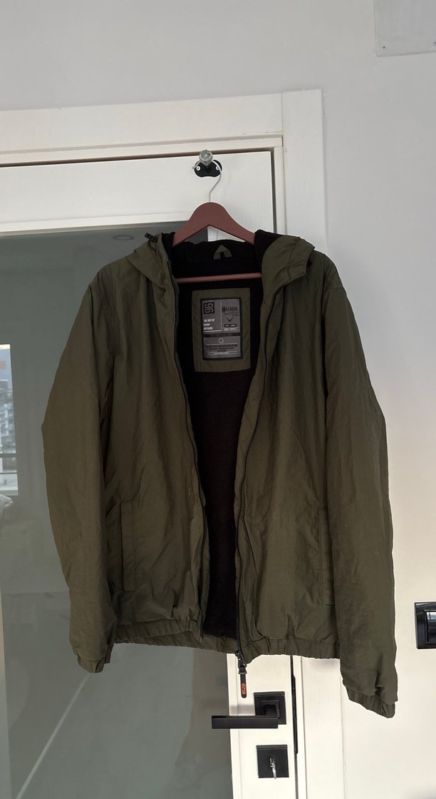 Erkek Haki Kapüşonlu Fermuarlı mont - Görsel 2