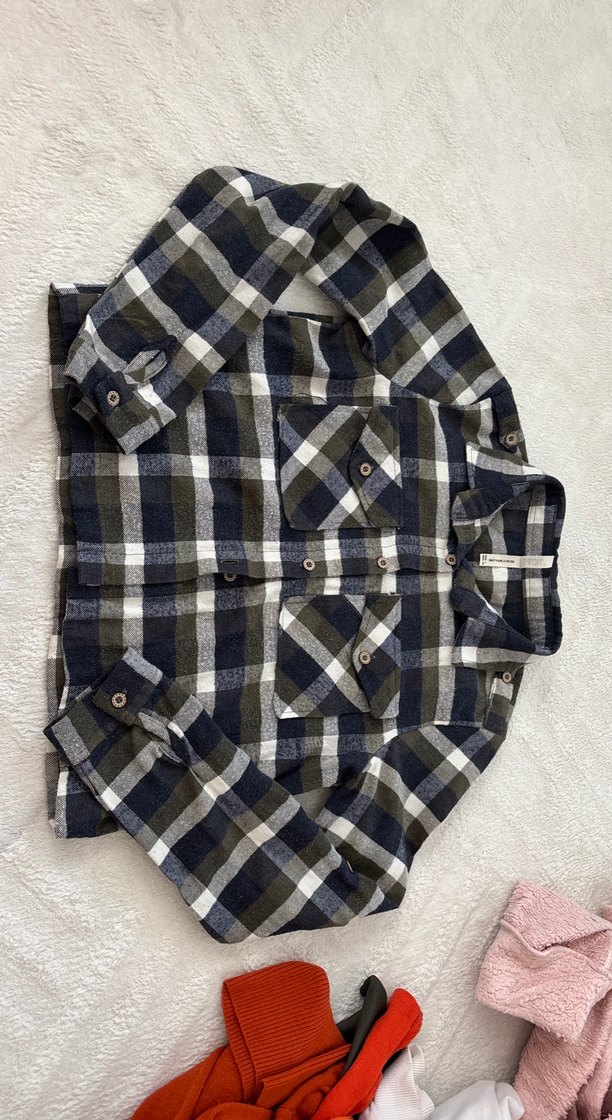 Ekose Desenli Uzun Kollu Oduncu Kadın Gömlek - Görsel 2