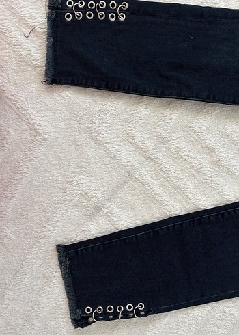 Kadın detaylı Lacivert Denim Jean - Görsel 2