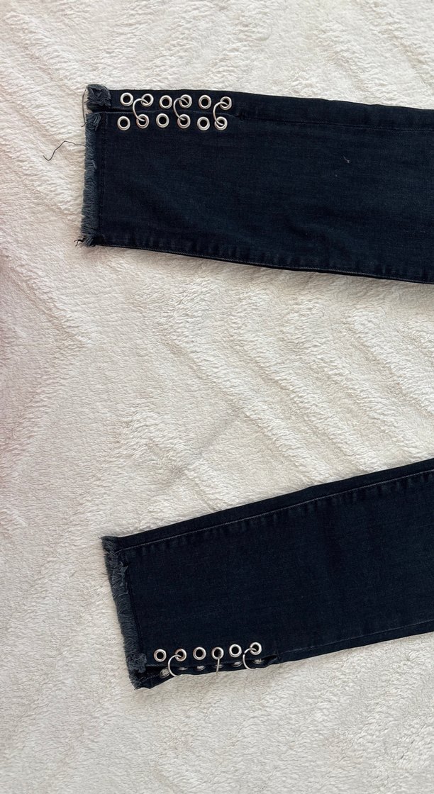 Kadın detaylı Lacivert Denim Jean - Görsel 2