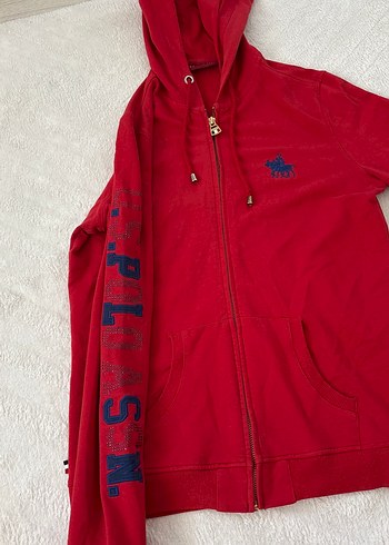 U.S. Polo marka Kırmızı Kapüşonlu Fermuarlı Sweatshirt - Görsel 2
