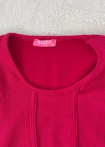 Pembe Uzun Kollu crop Kadın Kazak - Görsel 3