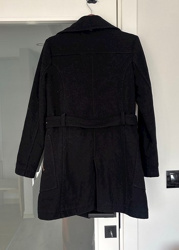 Siyah Fermuarlı Kemerli Kaban - Görsel 4