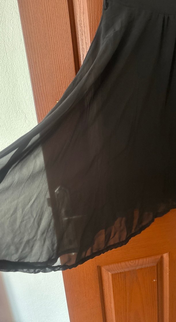 Siyah tüllü Kolsuz Elbise - Görsel 2