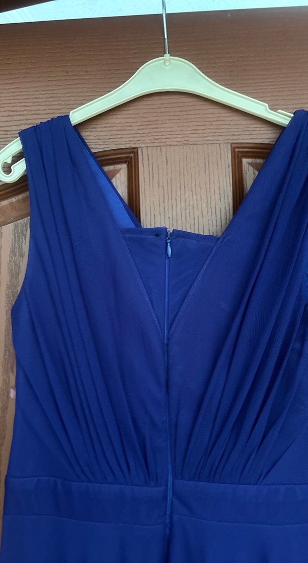 Gece mavisi Drapeli Uzun Abiye Elbise - Görsel 4