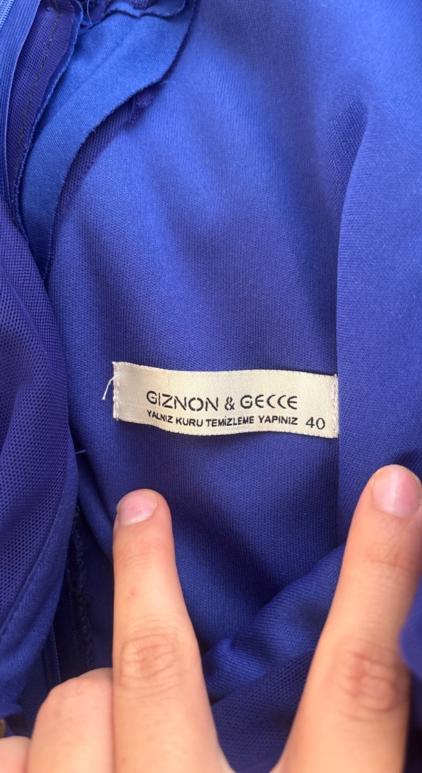 Gece mavisi Drapeli Uzun Abiye Elbise - Görsel 5