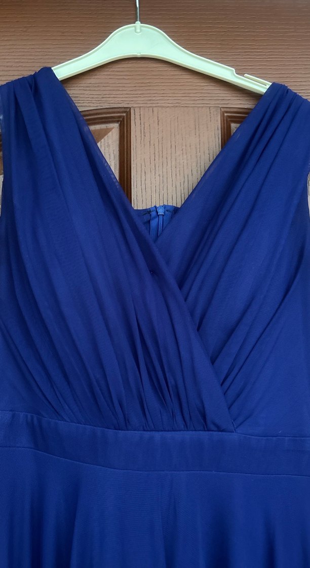 Gece mavisi Drapeli Uzun Abiye Elbise - Görsel 2