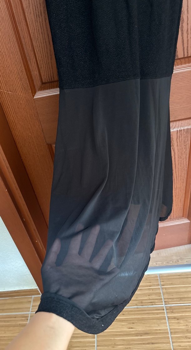 Siyah V Yaka yarım Kollu Gotik Elbise - Görsel 3