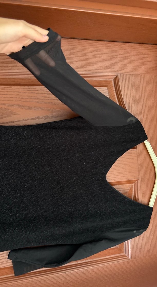 Siyah V Yaka yarım Kollu Gotik Elbise - Görsel 2