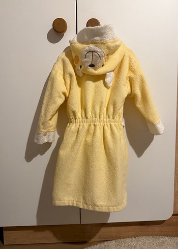 Sarı Kapüşonlu bebek Bornozu - Görsel 3