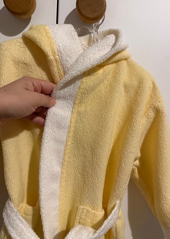 Sarı Kapüşonlu bebek Bornozu - Görsel 2