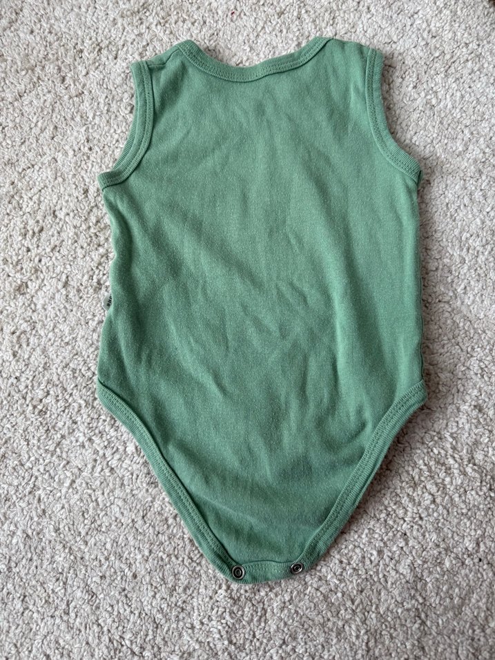 Yeşil Örme Erkek Bebek Kolsuz Body - Görsel 2