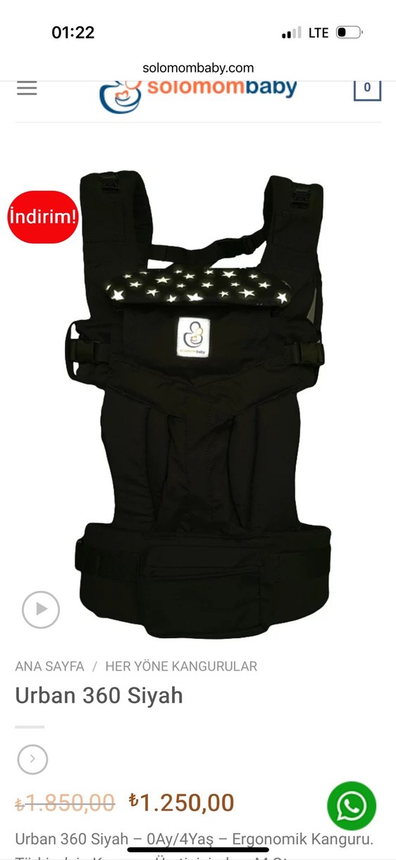 Siyah Bebek Taşıyıcı Kanguru - Görsel 2