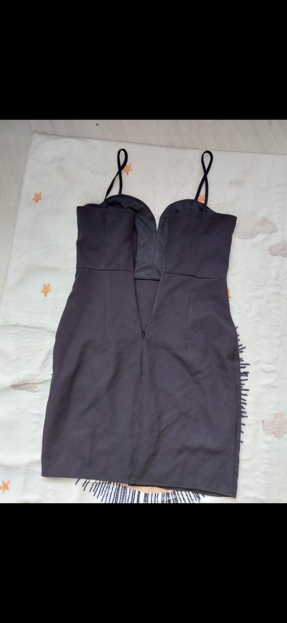 İnce Askılı Siyah Midi Elbise - Görsel 2