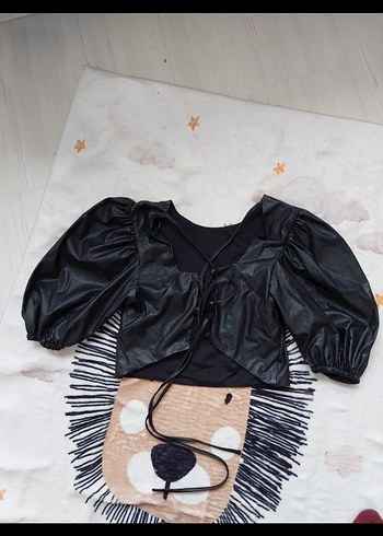 sırtı bağcık dekolteli mini deri - Görsel 2