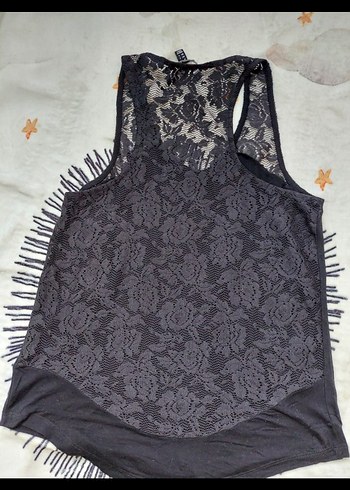 Dantel Detaylı Siyah Kadın Askılı Bluz - Görsel 2