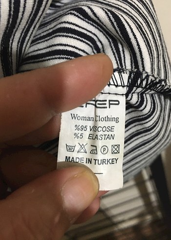 Diğer Gri Çizgili Kısa Kollu Midi Elbise
