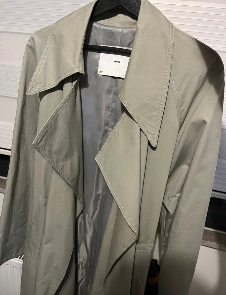 Mango Haki Yeşil Oversize Uzun Trençkot — görsel 7/8
