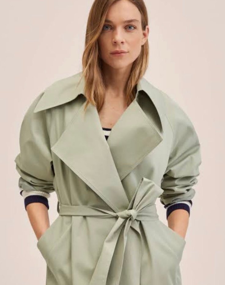 Mango Haki Yeşil Oversize Uzun Trençkot — görsel 4/8