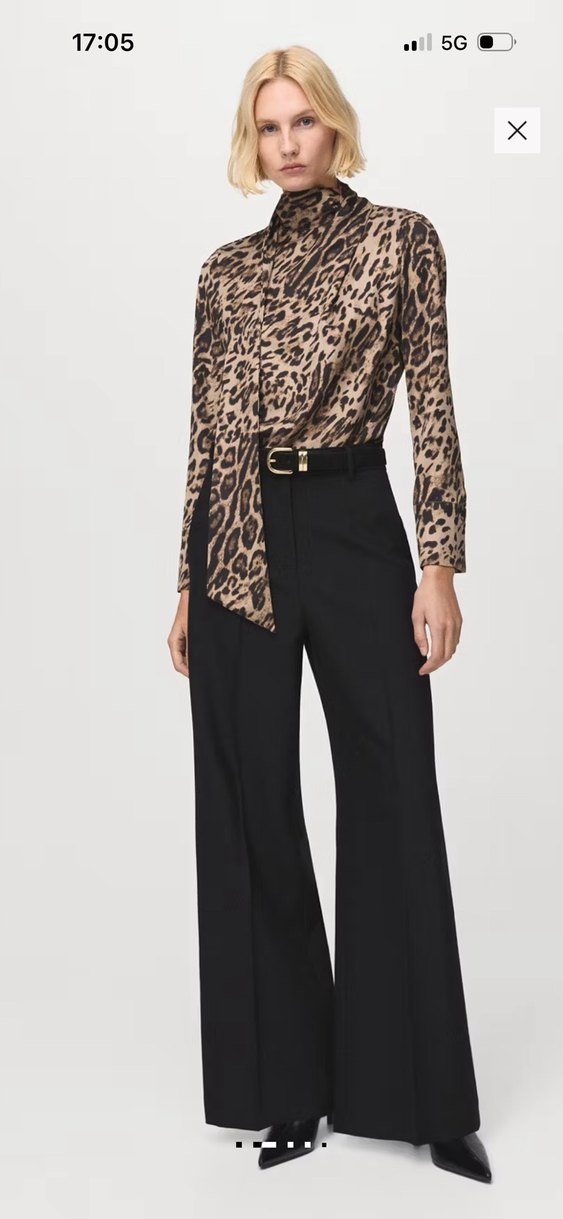 Mango Leopar Desenli Fularlı Bluz — görsel 2/7