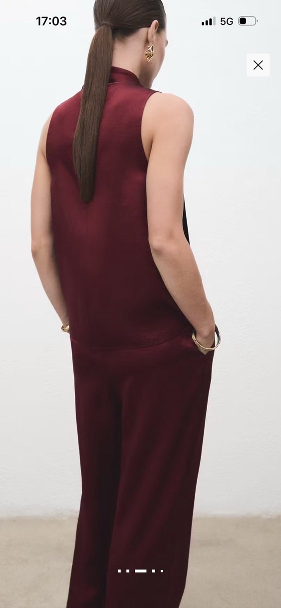 Mango Bordo Saten Fularlı Bluz — görsel 4/7