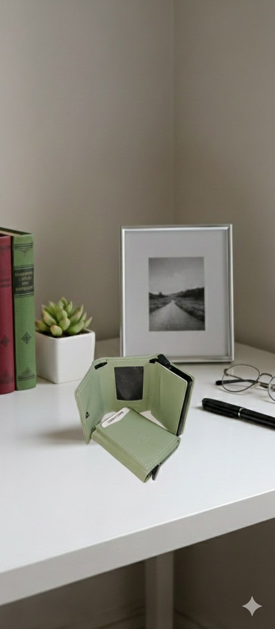 Yeşil Minimalist Erkek Cüzdanı - Görsel 2