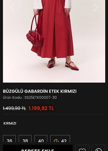 38 Beden kırmızı Renk Kadın Kırmızı Uzun Pilili Etek Manuka
