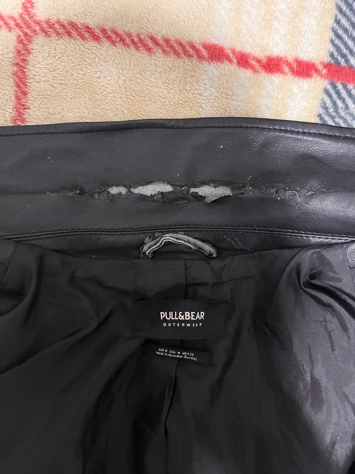 Siyah Deri Biker Ceket, Tokalı, Sıkı Kesim - Görsel 4