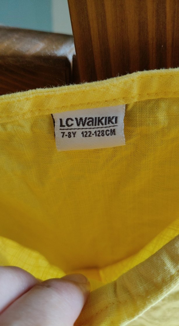 Sarı Askılı Düğmeli Midi Keten Elbise - Görsel 4