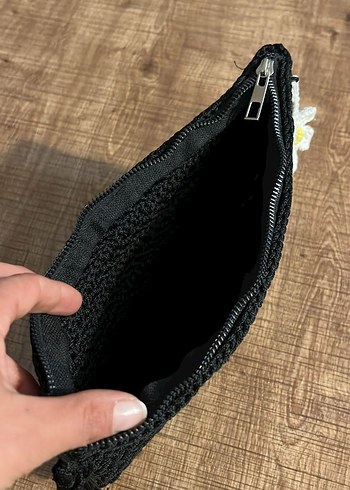 Diğer Siyah Nakışlı Örgü Kadın Portföy Çanta