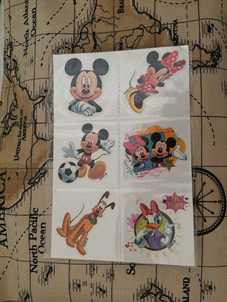 universal Beden 2 adet 6lı Disney Geçici Dövme: Mickey Minnie Pluto Daisy