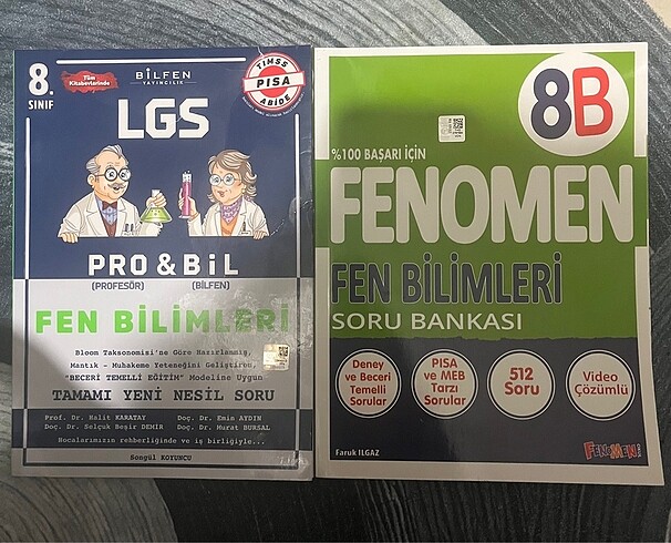 Fenomen 8B ve Bilfen pro&bil fen soru bankası