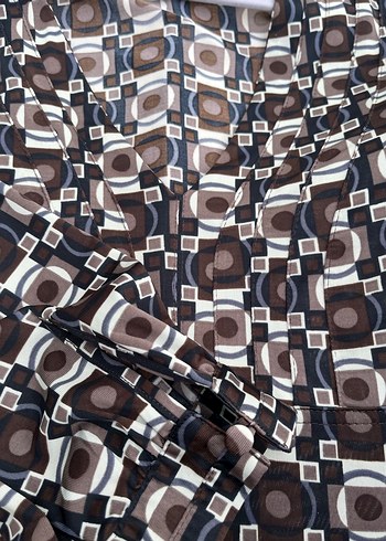 Mudo 38 beden kahverengi desenli elbise - Görsel 4