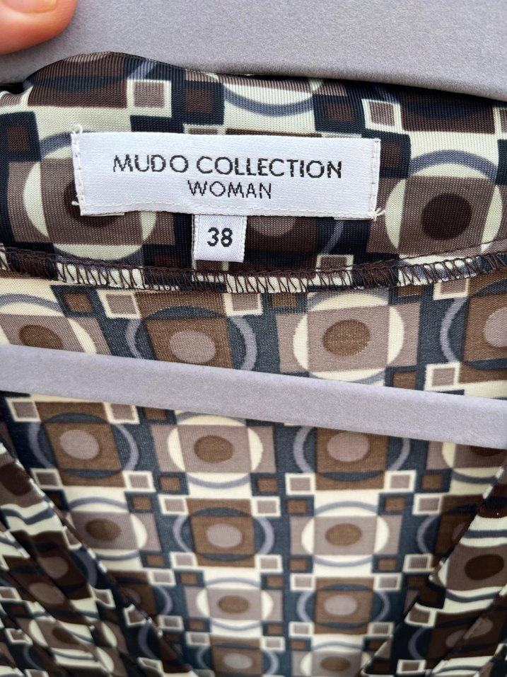 Mudo 38 beden kahverengi desenli elbise - Görsel 3