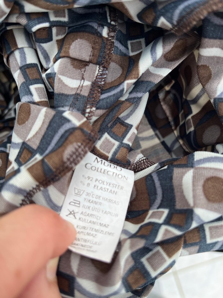 Mudo 38 beden kahverengi desenli elbise - Görsel 5