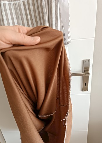 Bej Çizgili Uzun Elbise - Görsel 6