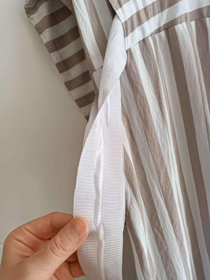 Bej Çizgili Uzun Elbise - Görsel 5