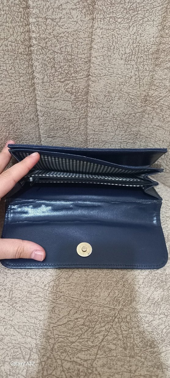 Mavi Deri Fermuarlı Kadın Cüzdanı - Görsel 5